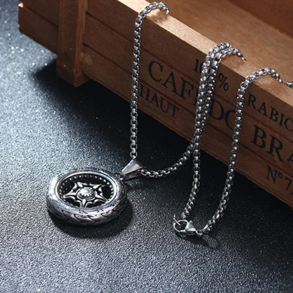 ❤️Tire pendant Roman style numerals pendant necklace for women/men, N90201P177